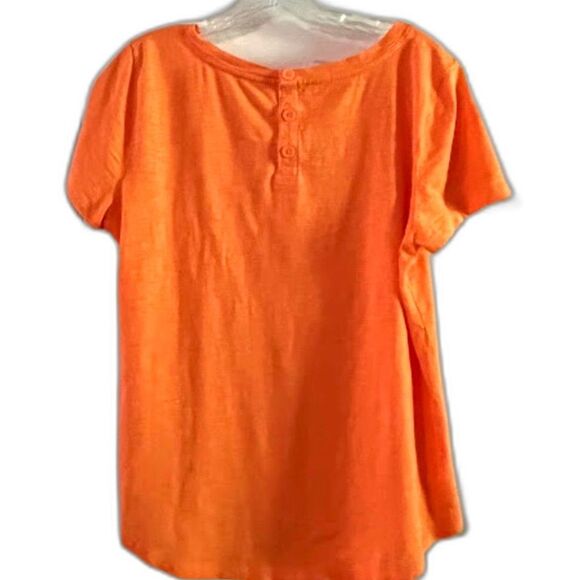 Talbots Button Back Shrt Slve Tee Orange Sherbert L Normcore Tropicalcore Casual - Picture 4 of 4